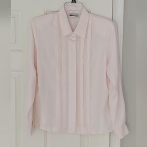 Christie & Jill Vintage Pink Feminine Tuxedo  Party Holiday Office Blouse. 10P.